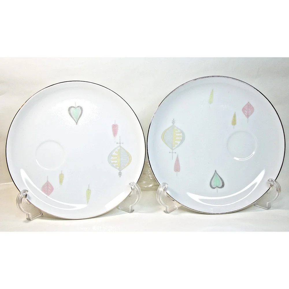 Vintage Yamaka Japan Snack Plate Bon Soir Leaves Mid-Century Modern 8